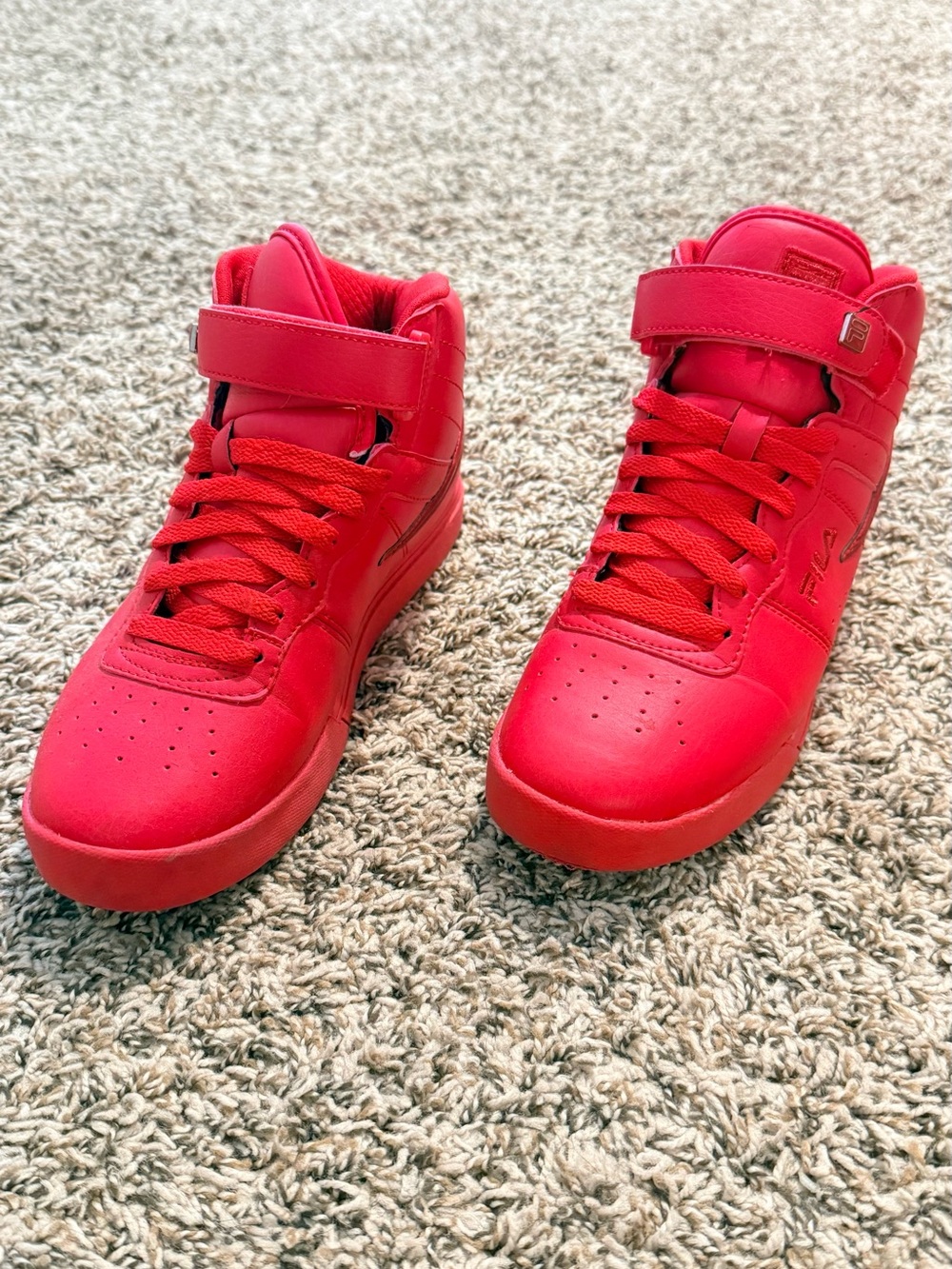 Fila Red High-Top Sneakers with Hook-and-Loop Strap